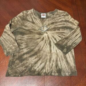 Harley Davidson Motorcycle T Shirt Womens XL Green Port Huron Michigan Biker Tee